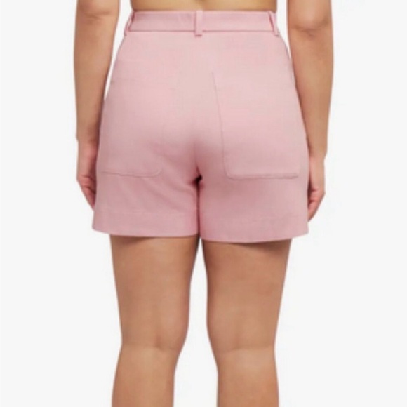 Spanx Supersmooth Stretch Twill Shorts Pink Small High Rise Preppy Chic Spring - Picture 2 of 11